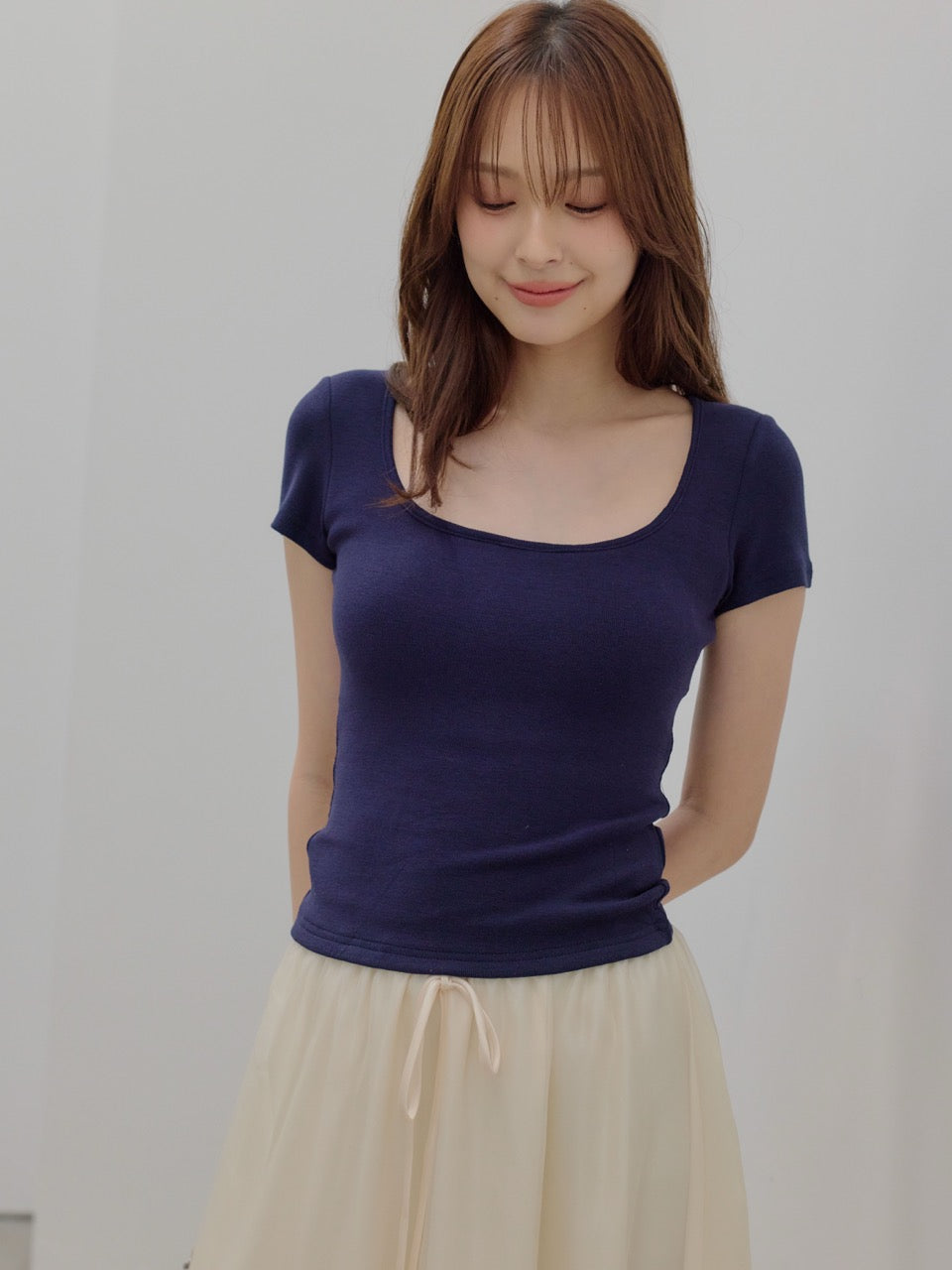 【SET】カップ付きスクエアネックTシャツ+カップ付きスクエアネックTシャツ(2set)