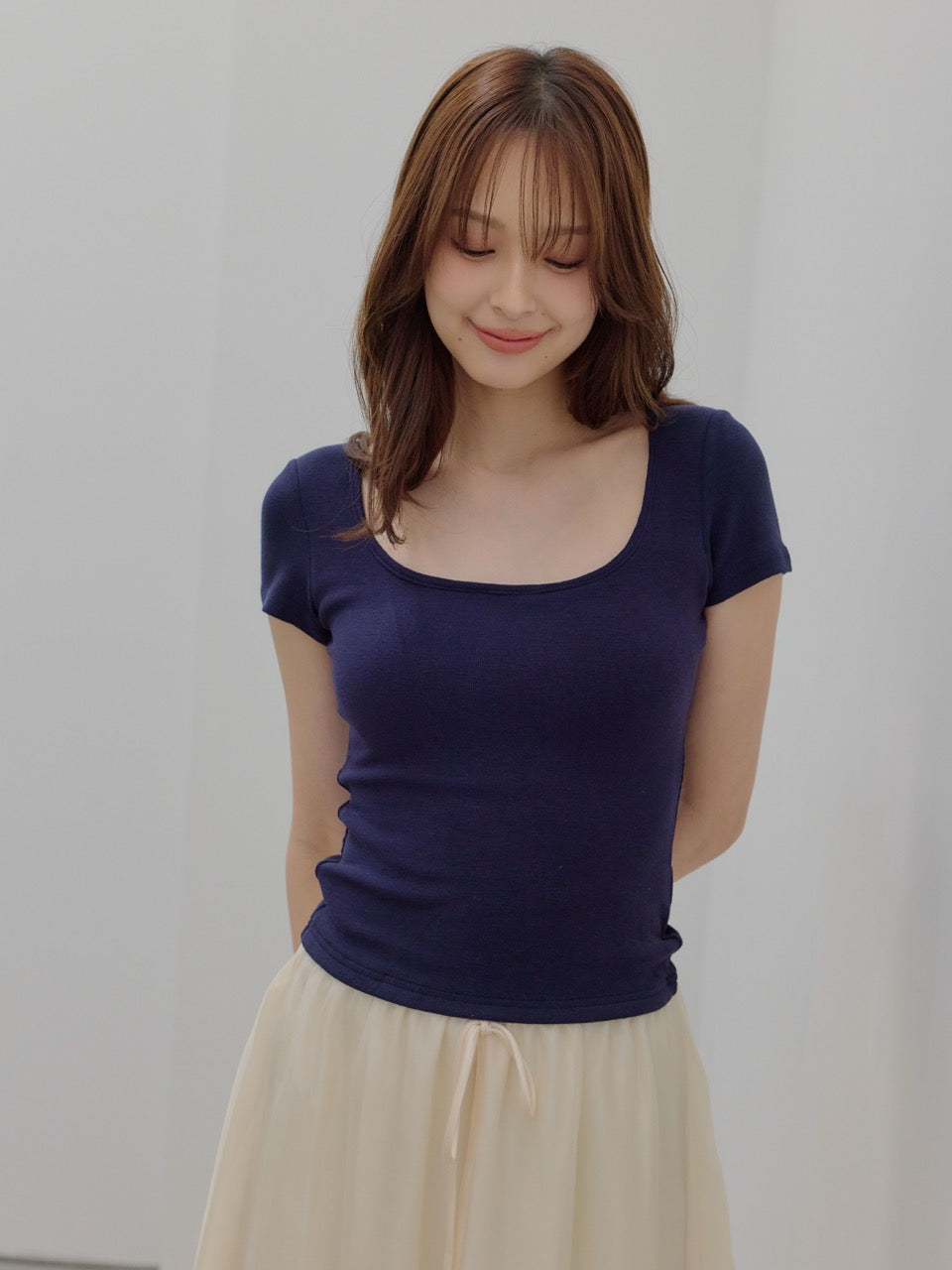 【SET】カップ付きスクエアネックTシャツ+カップ付きスクエアネックTシャツ(2set)