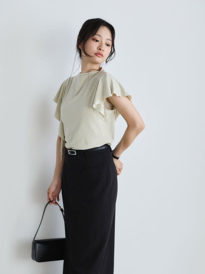 アシンメトリーフレアスリーブカットソー