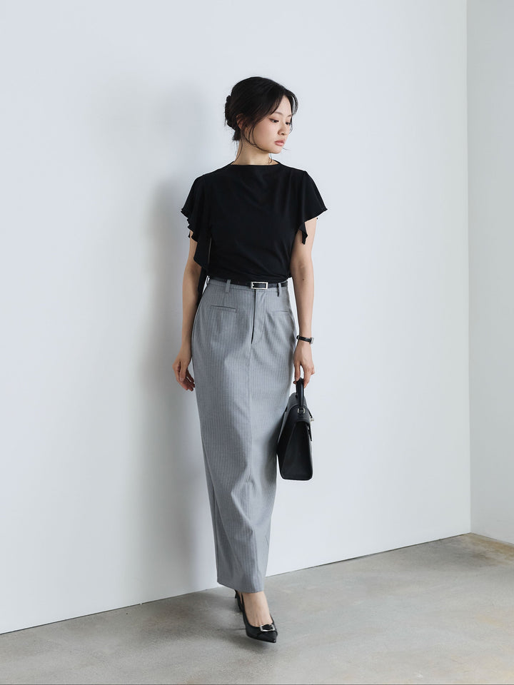 【SET】アシンメトリーフレアスリーブカットソー+【Essential】Authentic pencil skrt(2set)