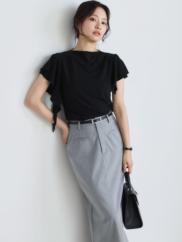 アシンメトリーフレアスリーブカットソー