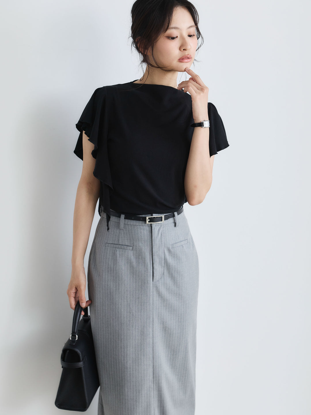 アシンメトリーフレアスリーブカットソー