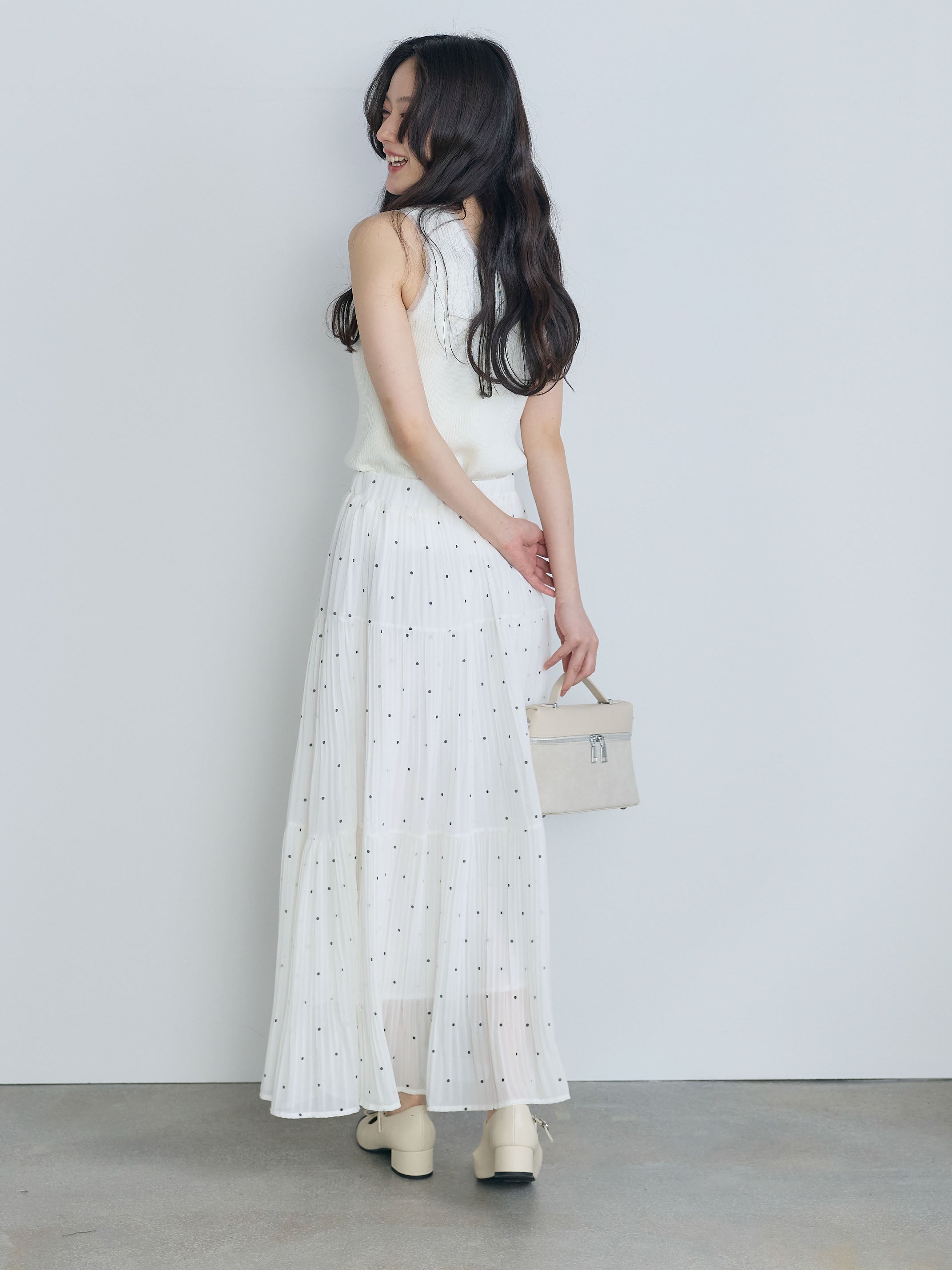 ドットパターンプリーツティアードスカート – nairo