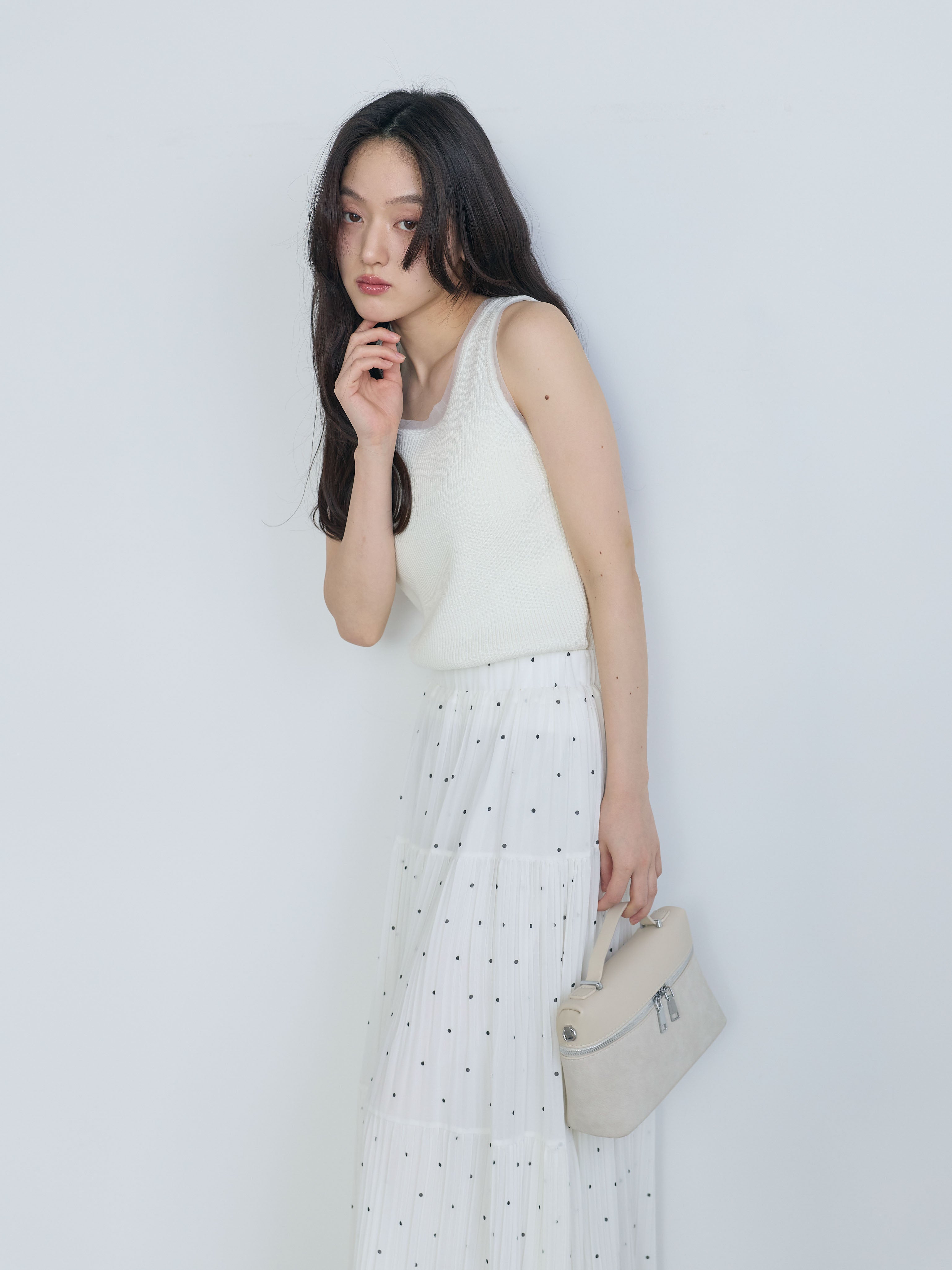 ドットパターンプリーツティアードスカート – nairo