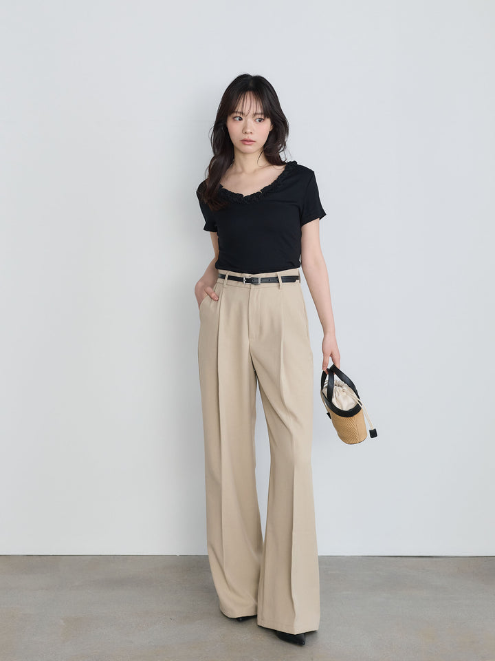センタープレスベーシックストレートパンツ