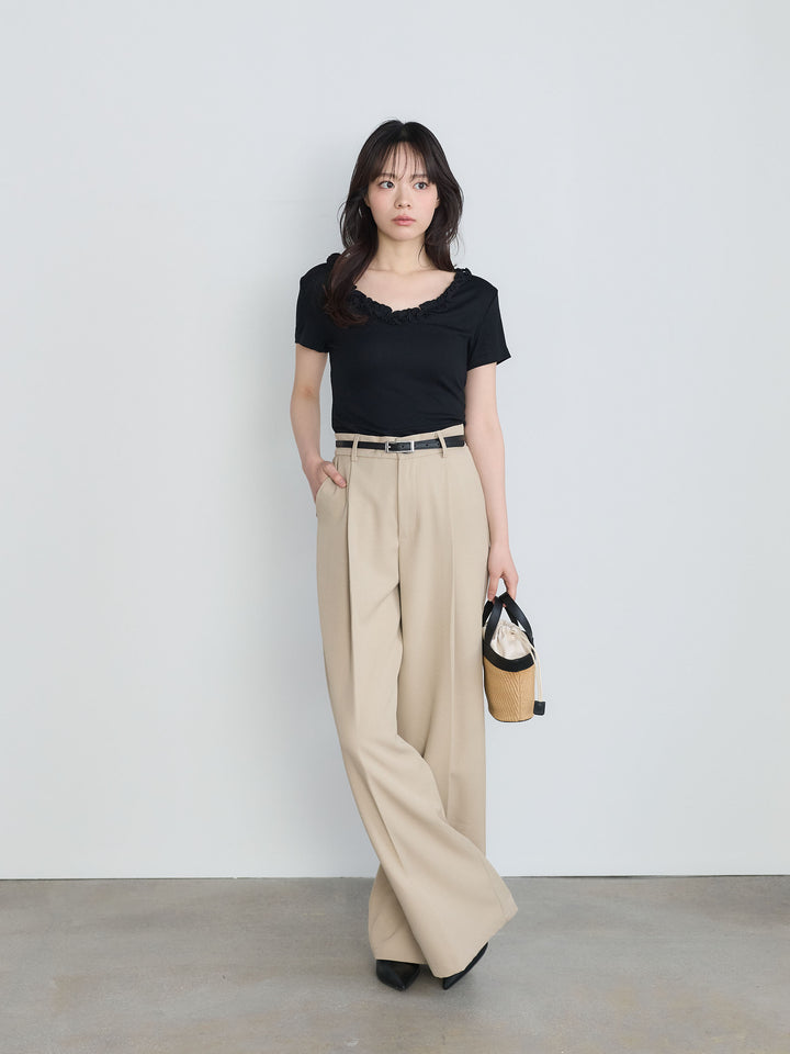 センタープレスベーシックストレートパンツ