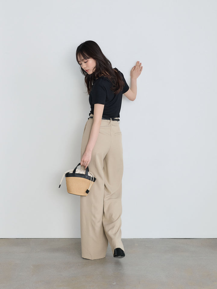 【SET】フリルネックTシャツ+フリルネックTシャツ(2set)