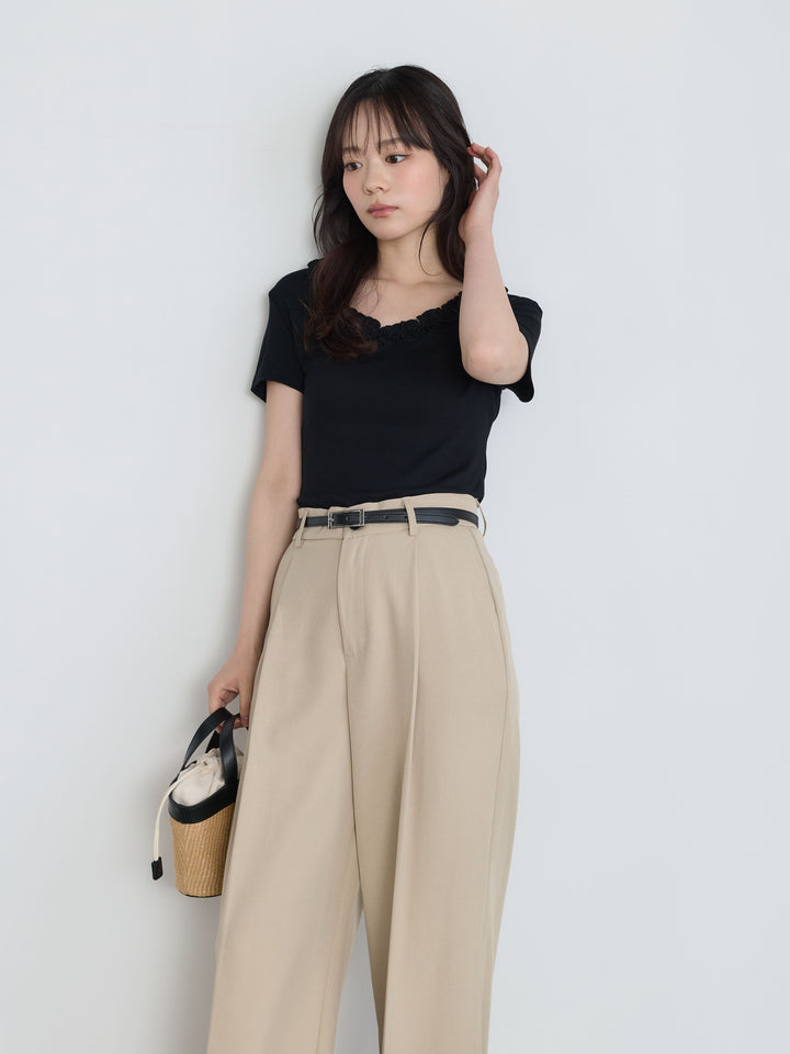 センタープレスベーシックストレートパンツ