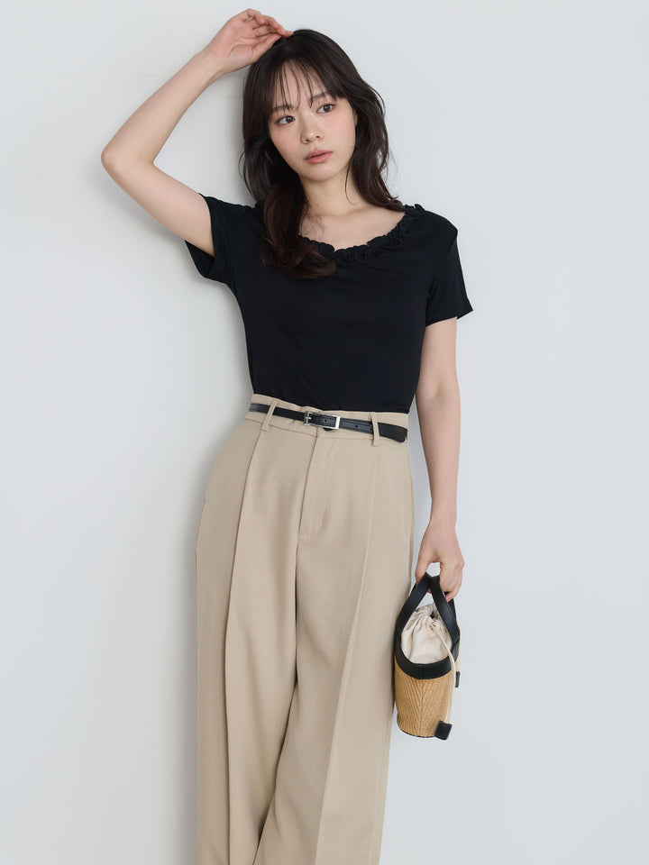 センタープレスベーシックストレートパンツ