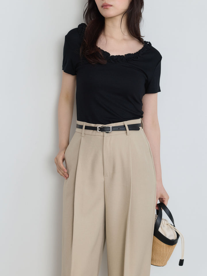 センタープレスベーシックストレートパンツ