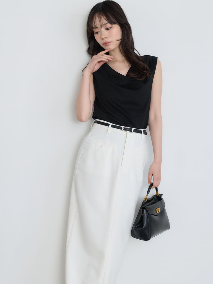 【SET】バックリボンドレープノースリトップス+【Essential】Authentic pencil skrt(2set)