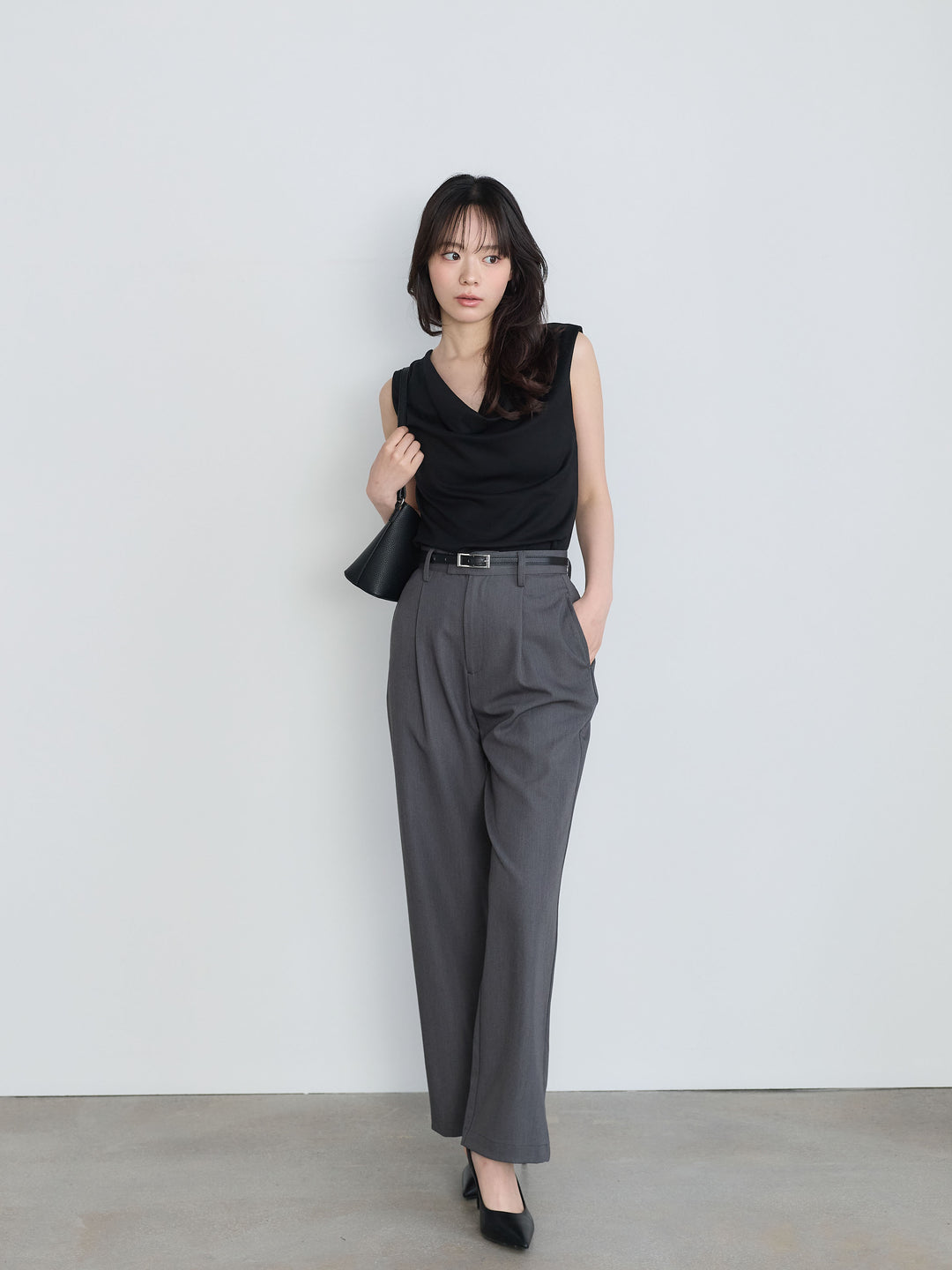 【SET】バックリボンドレープノースリトップス+バックリボンドレープノースリトップス(2set)