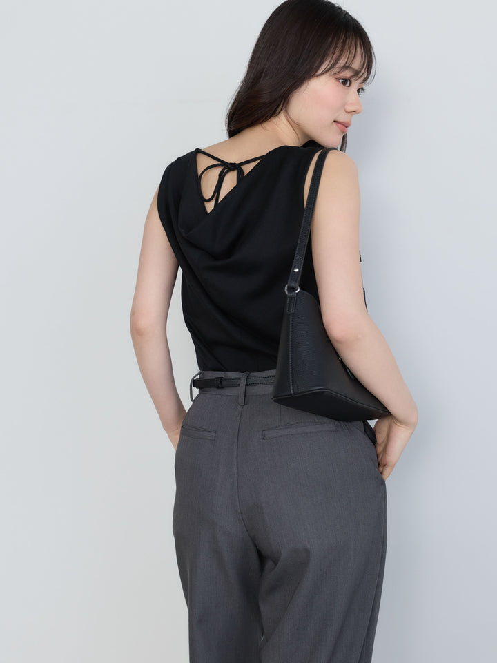 【SET】バックリボンドレープノースリトップス+【Essential】Authentic straight pants(2set)