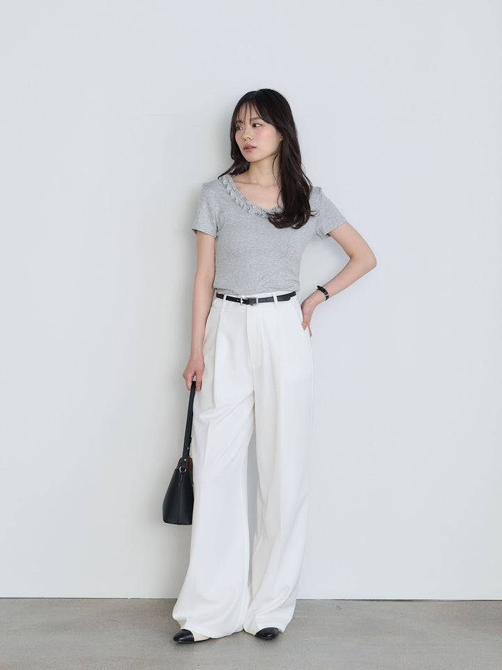 センタープレスベーシックストレートパンツ