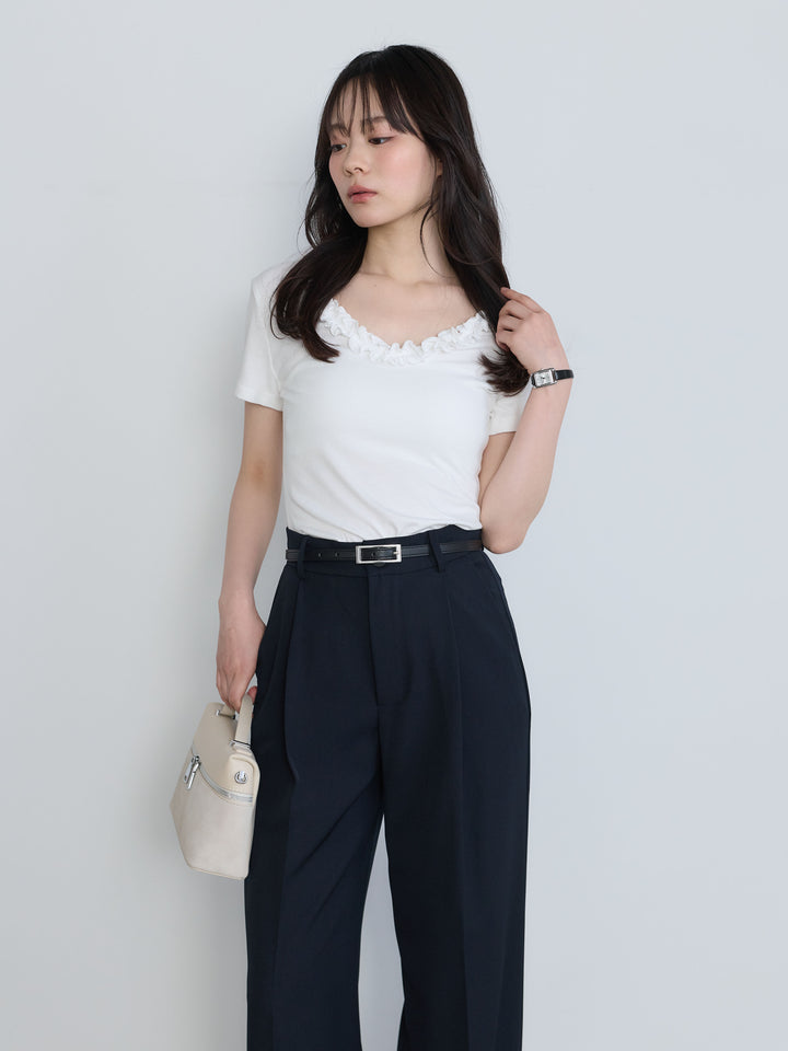 センタープレスベーシックストレートパンツ