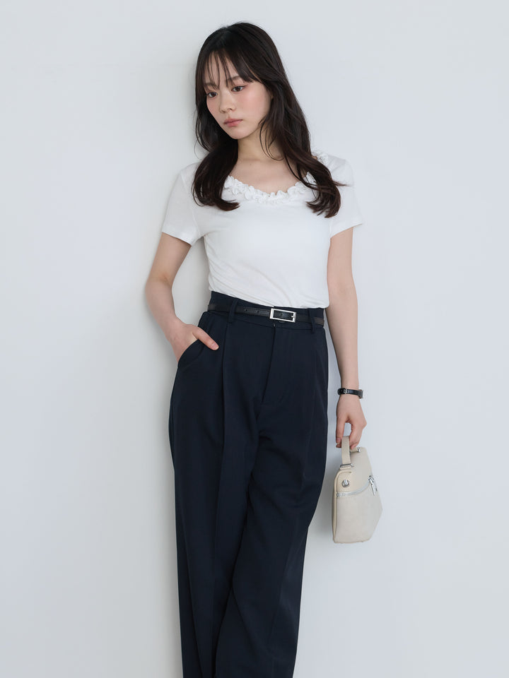 センタープレスベーシックストレートパンツ