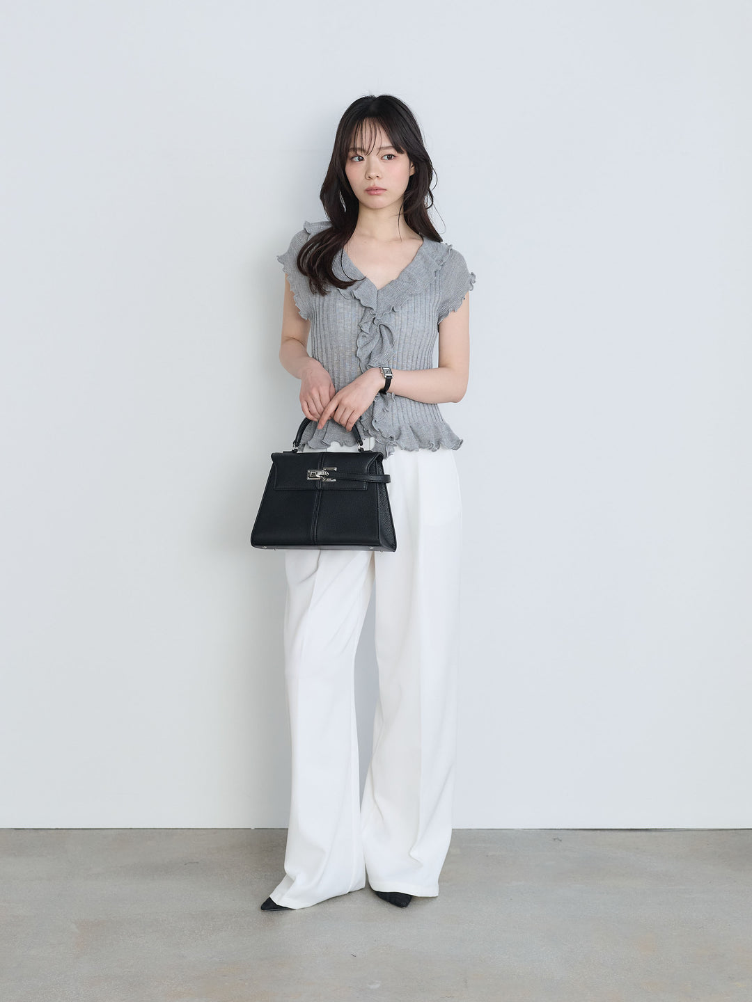 【SET】フレンチスリーブラッフルトップス+フレンチスリーブラッフルトップス(2set)