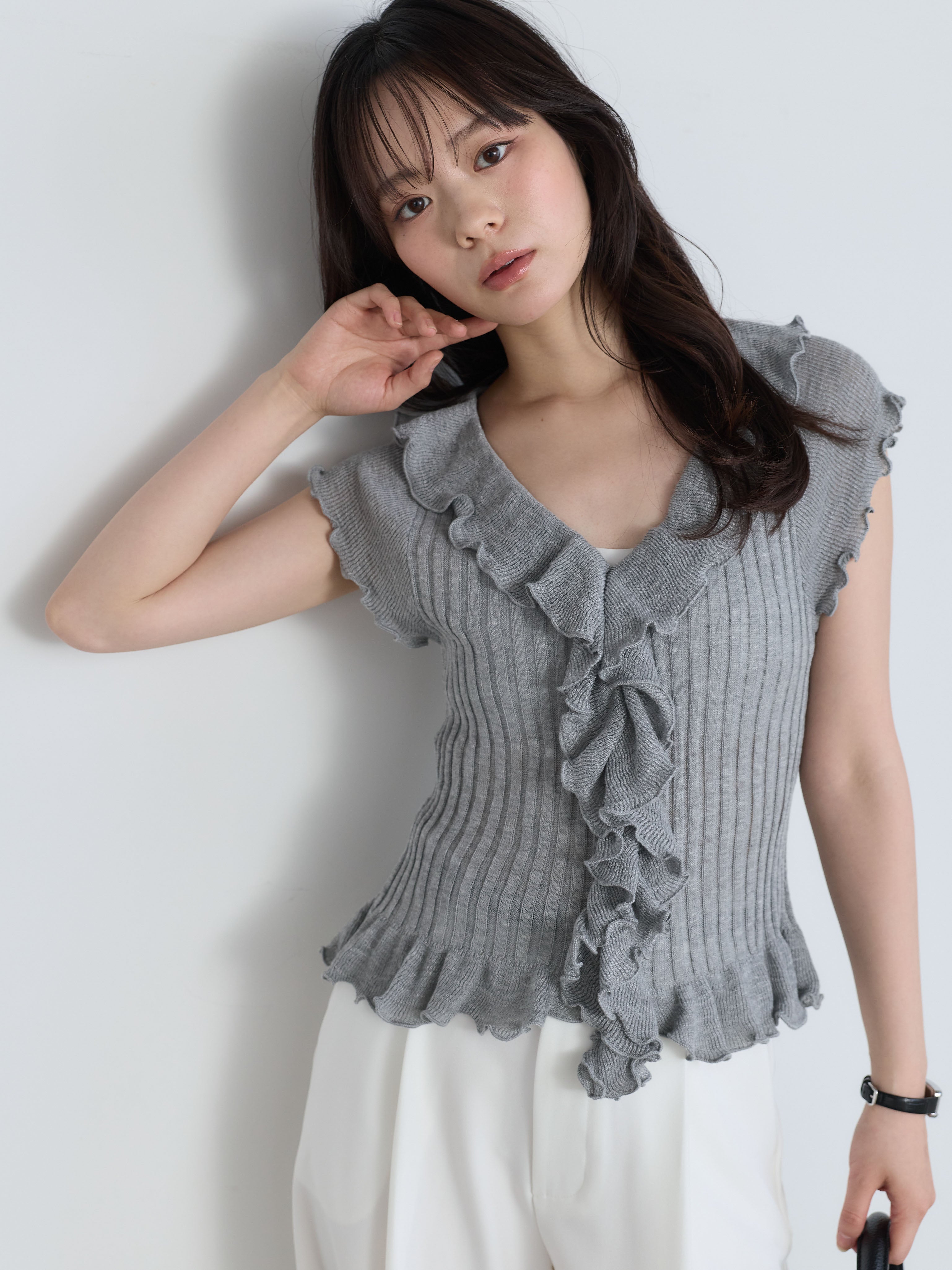 SET】フレンチスリーブラッフルトップス+フレンチスリーブラッフル