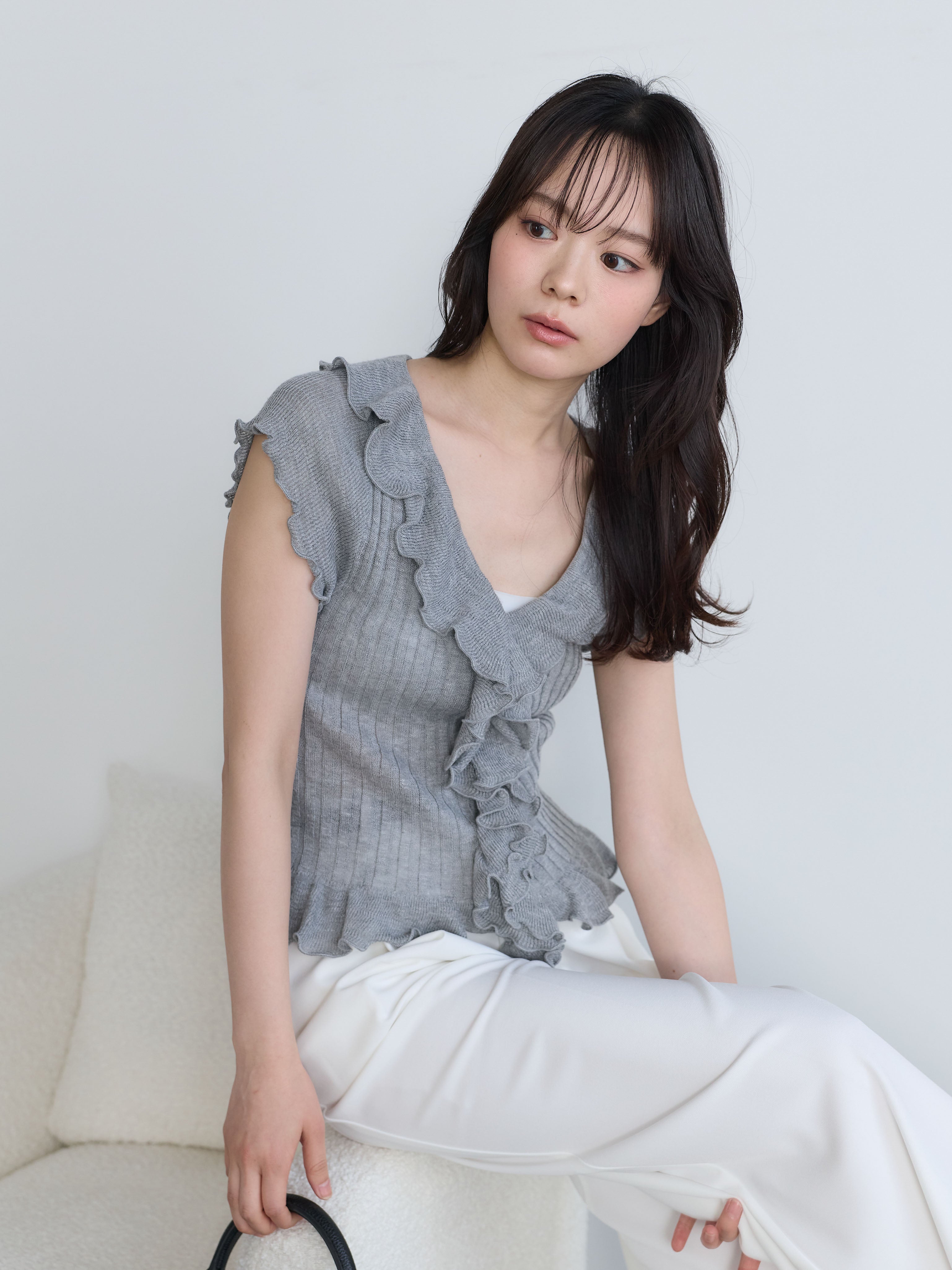 SET】フレンチスリーブラッフルトップス+フレンチスリーブラッフル
