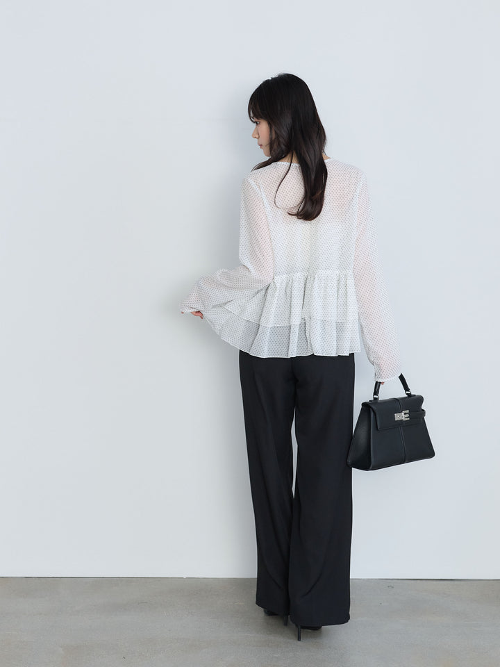 ドットシフォンティアードブラウス