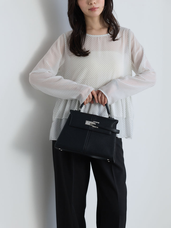 ドットシフォンティアードブラウス