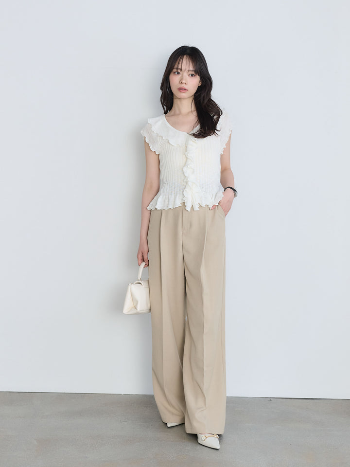 センタープレスベーシックストレートパンツ