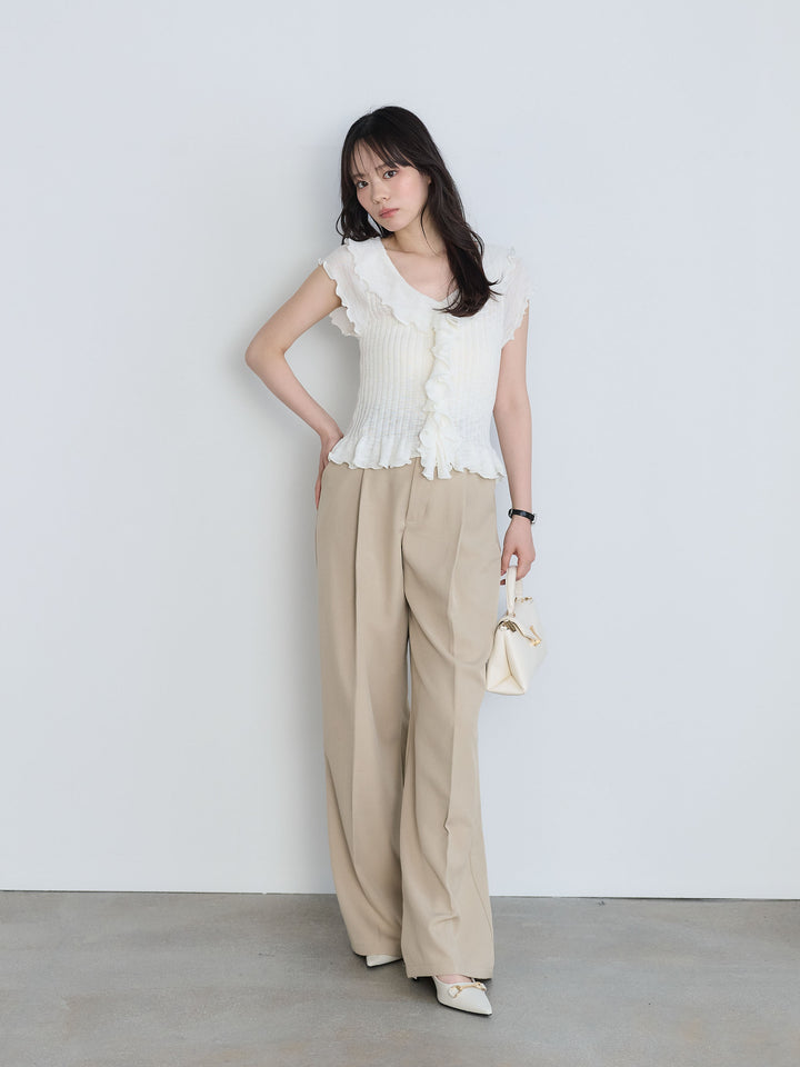 センタープレスベーシックストレートパンツ