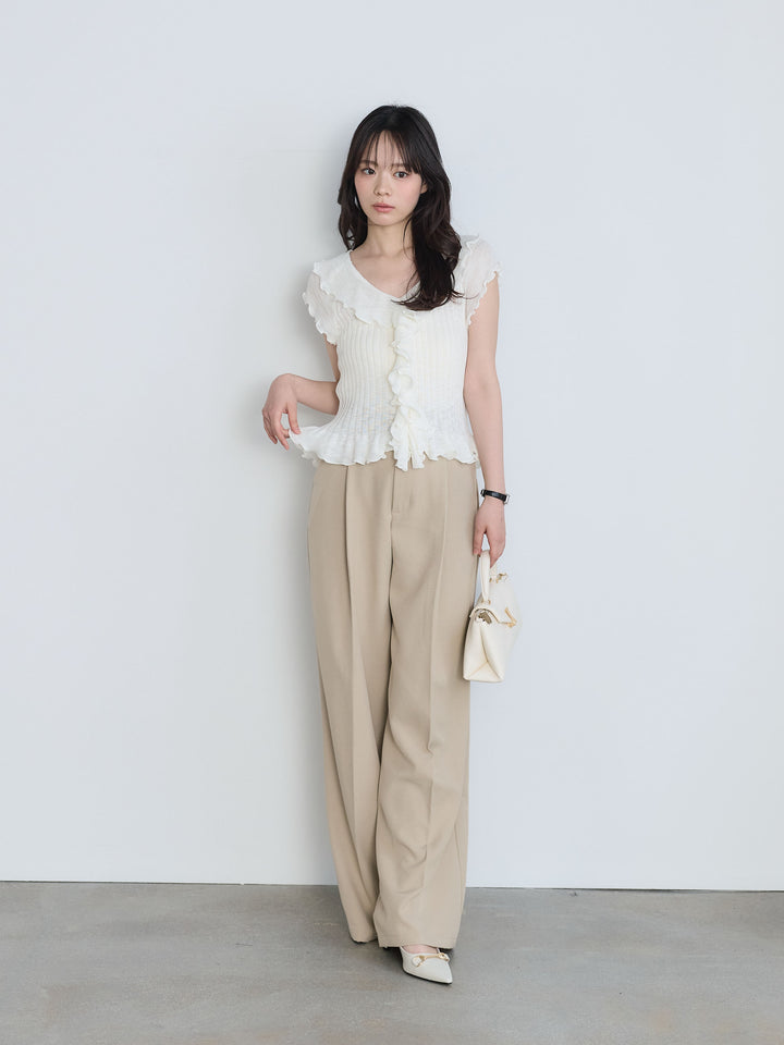 センタープレスベーシックストレートパンツ