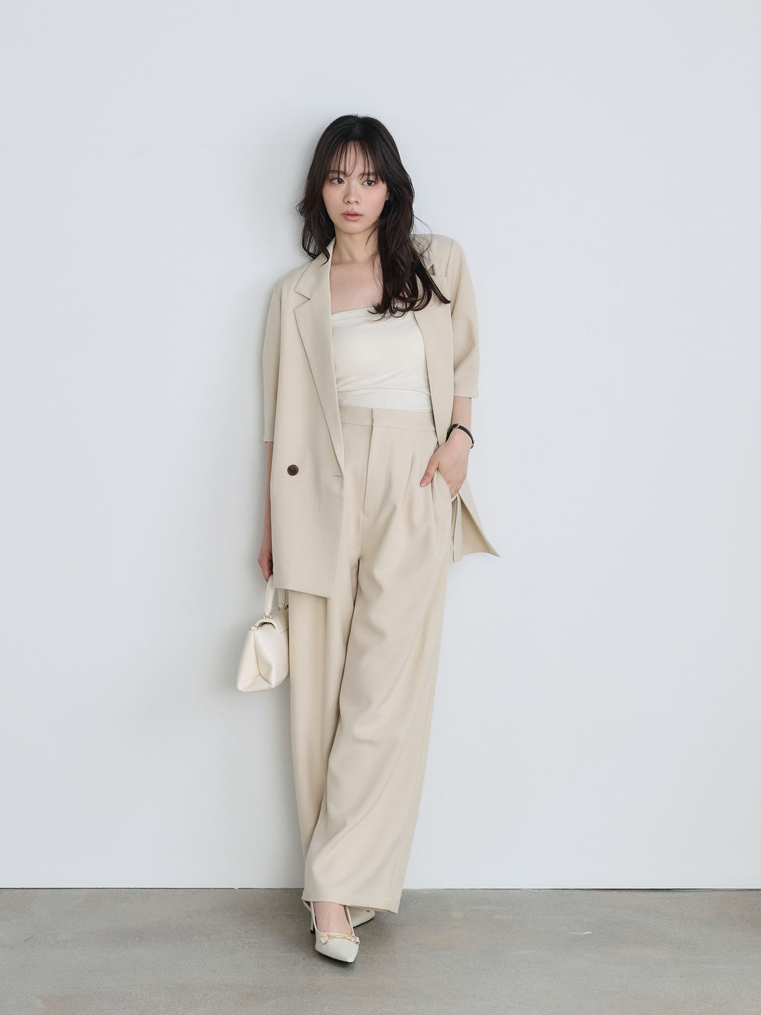 リネンタッチタックパンツ