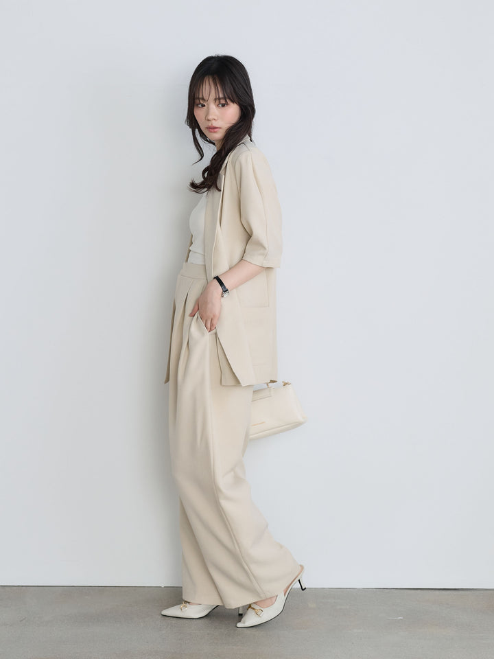 リネンタッチタックパンツ