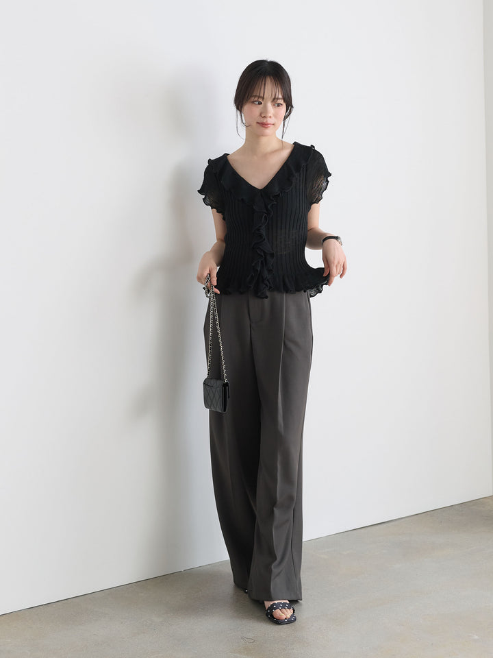 センタープレスベーシックストレートパンツ
