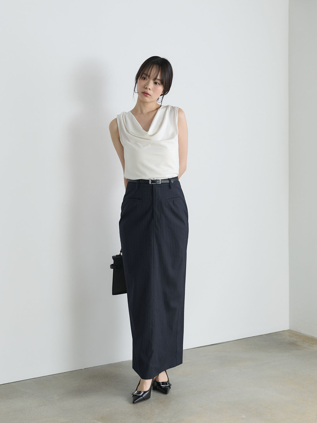 【SET】バックリボンドレープノースリトップス+バックリボンドレープノースリトップス(2set)