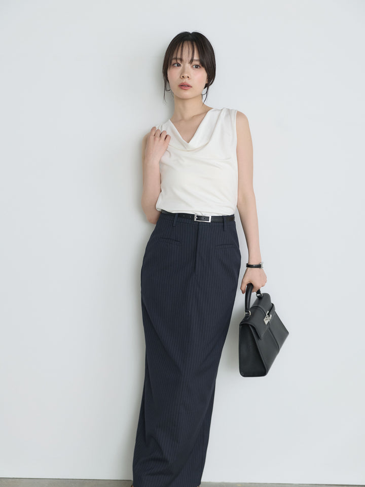 【SET】バックリボンドレープノースリトップス+【Essential】Authentic pencil skrt(2set)