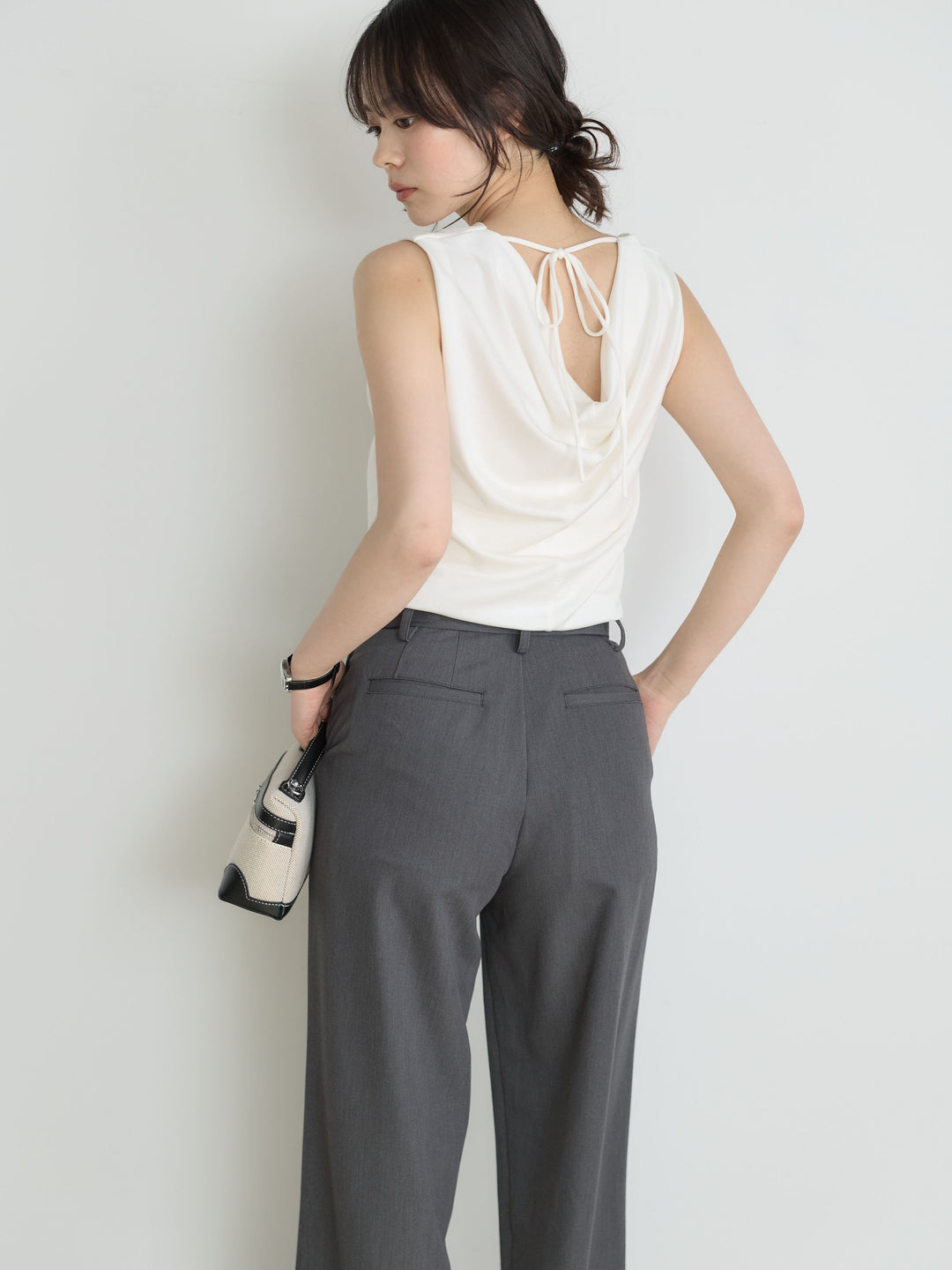 【SET】バックリボンドレープノースリトップス+バックリボンドレープノースリトップス(2set)