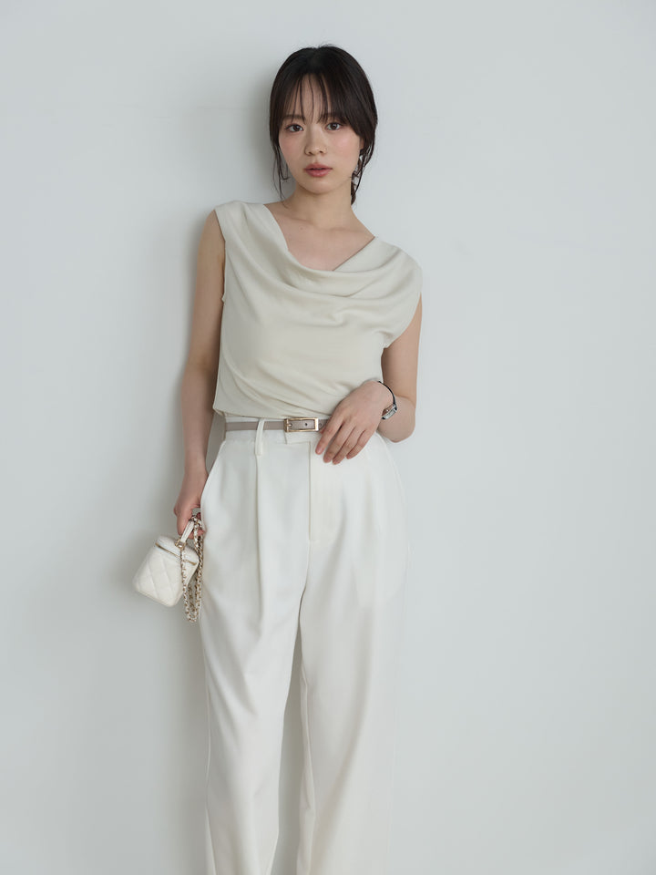 【SET】バックリボンドレープノースリトップス+バックリボンドレープノースリトップス(2set)