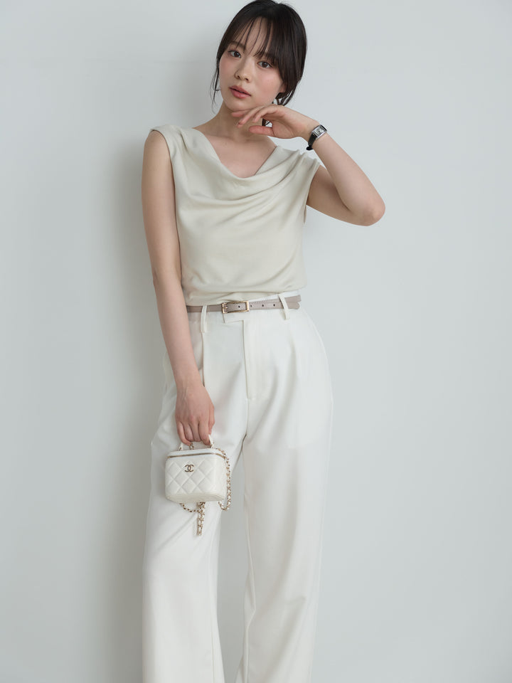 【SET】バックリボンドレープノースリトップス+【Essential】Authentic straight pants(2set)