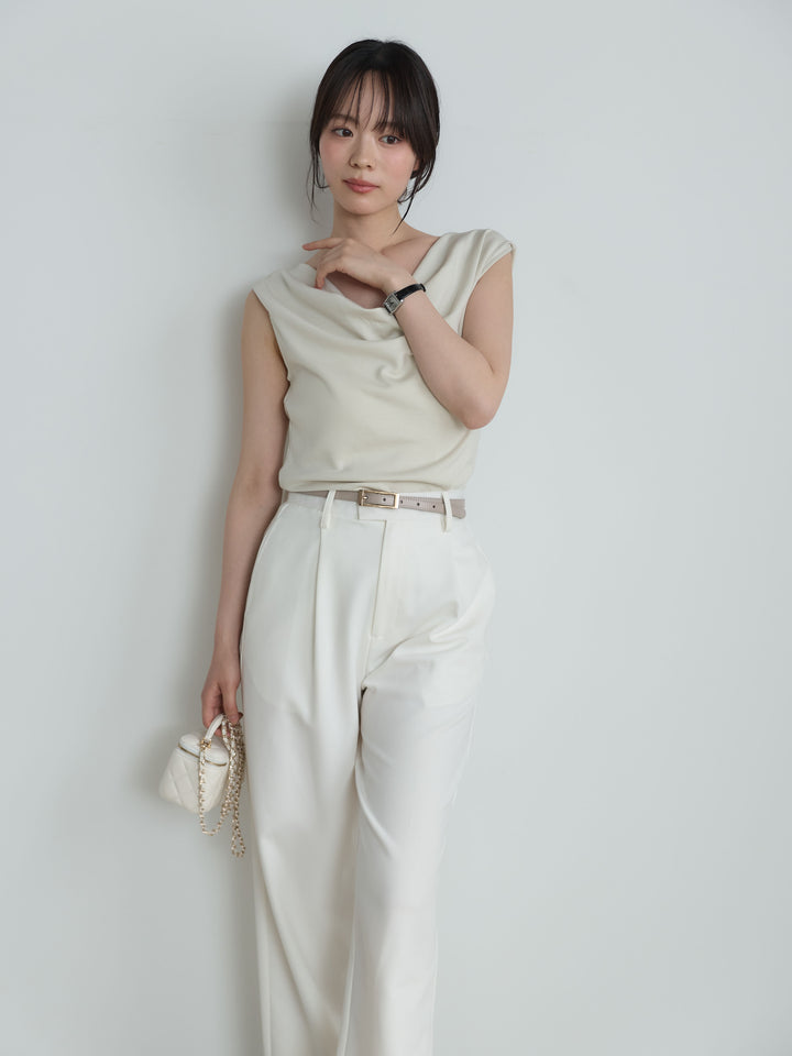 【SET】バックリボンドレープノースリトップス+【Essential】Authentic straight pants(2set)