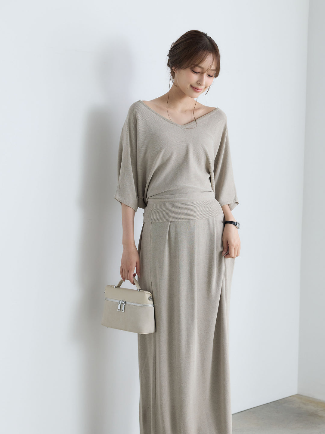 【Luxe Series】バックタイサマーリブトップス&サマーリブロングスカートSET UP