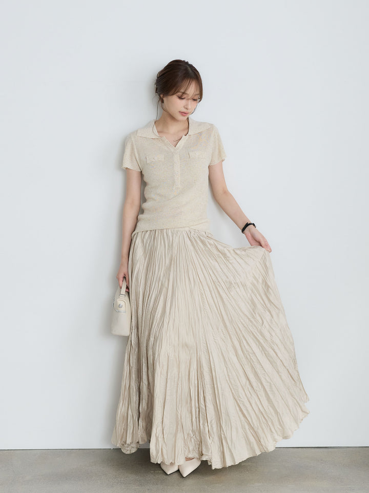 【Luxe Series】ダブルポケットサマーニットポロトップス