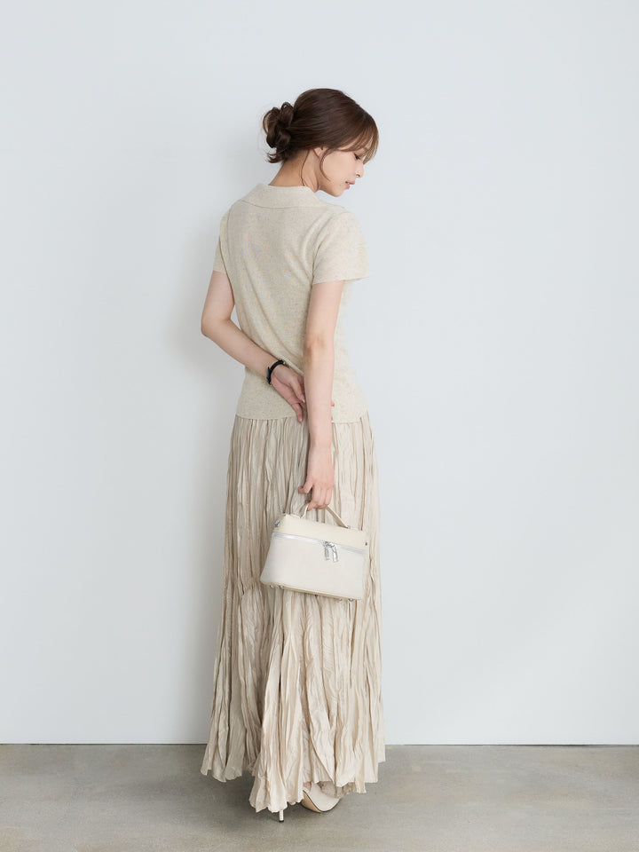 【SET】【Luxe Series】ダブルポケットサマーニットポロトップス+【Luxe Series】ダブルポケットサマーニットポロトップス(2set)