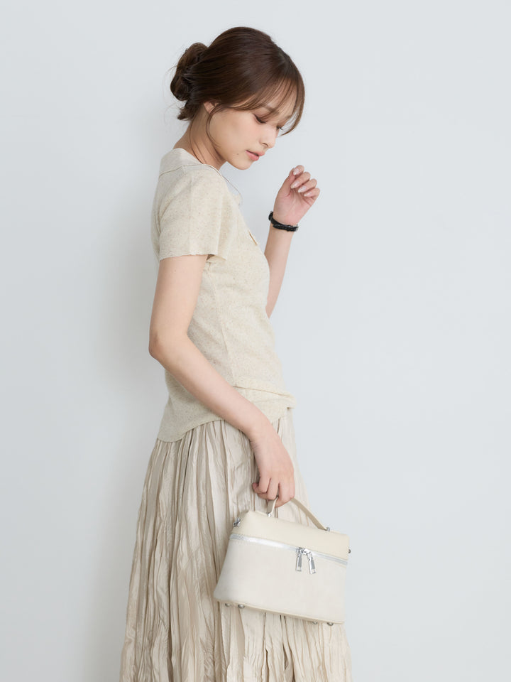 【Luxe Series】ダブルポケットサマーニットポロトップス