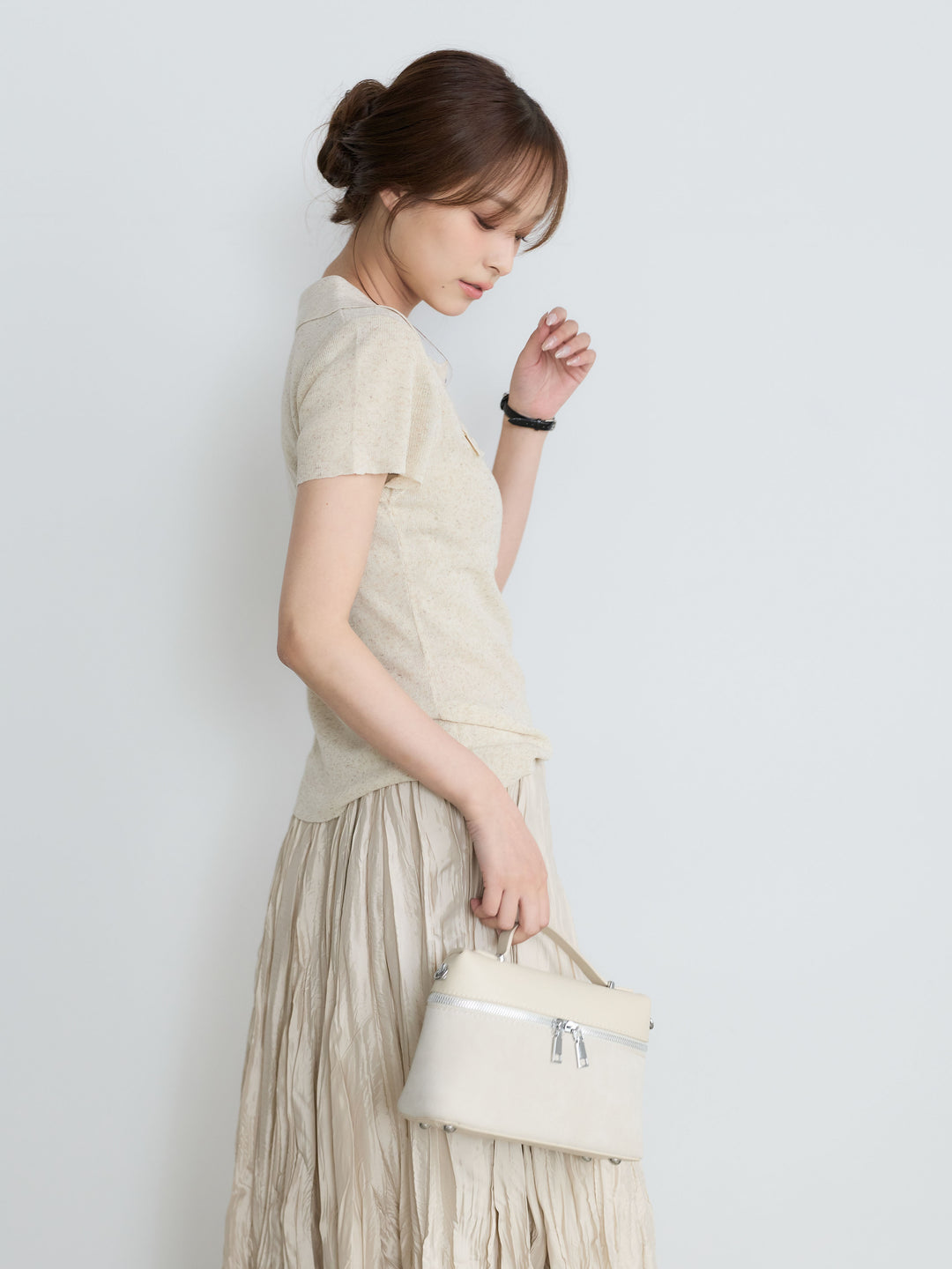 【SET】【Luxe Series】ダブルポケットサマーニットポロトップス+【Luxe Series】ダブルポケットサマーニットポロトップス(2set)