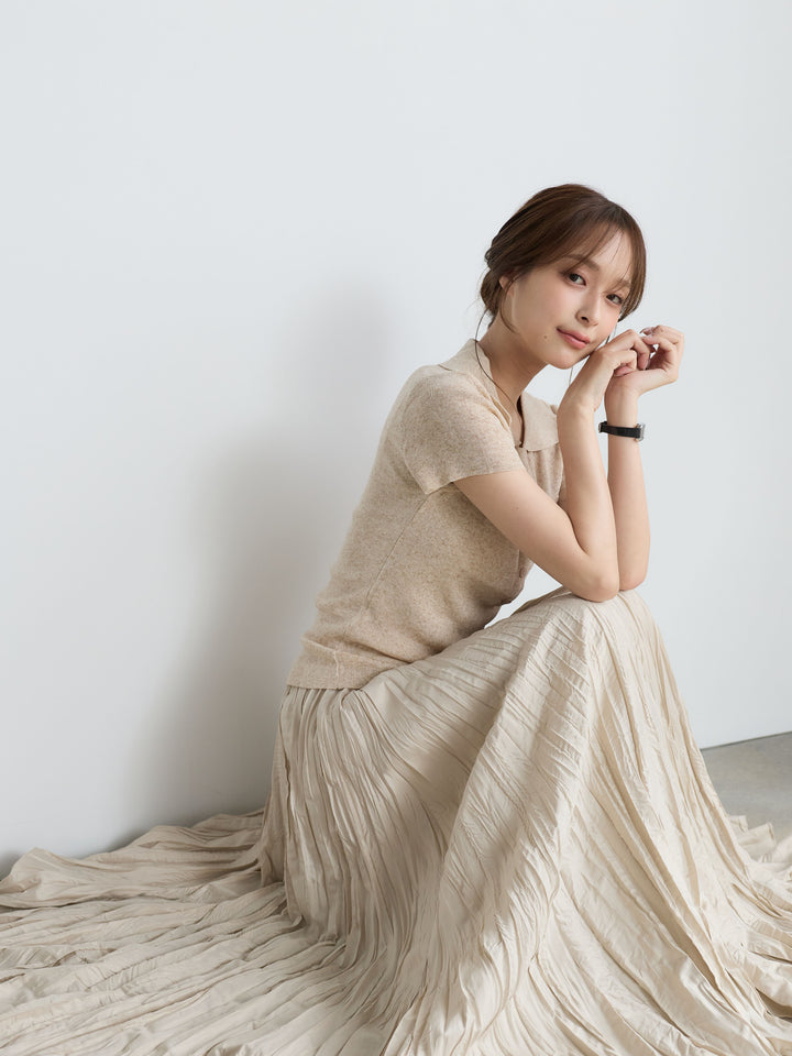 【SET】【Luxe Series】ダブルポケットサマーニットポロトップス+【Luxe Series】ダブルポケットサマーニットポロトップス(2set)