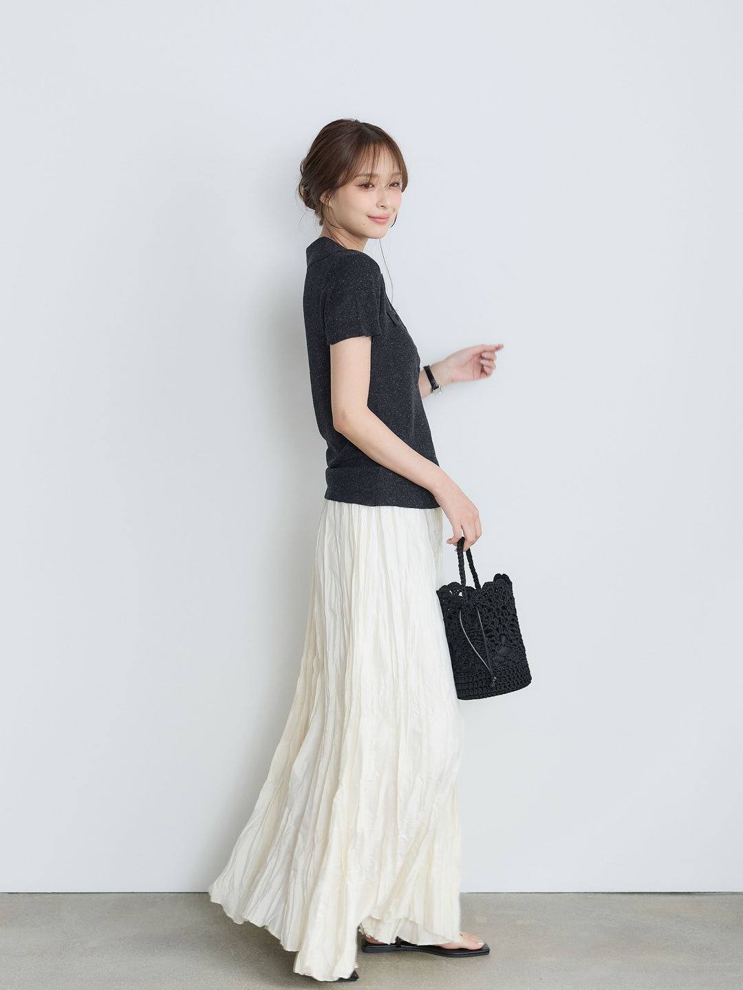 【SET】【Luxe Series】ダブルポケットサマーニットポロトップス+【Luxe Series】ダブルポケットサマーニットポロトップス(2set)