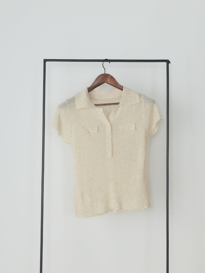 【Luxe Series】ダブルポケットサマーニットポロトップス