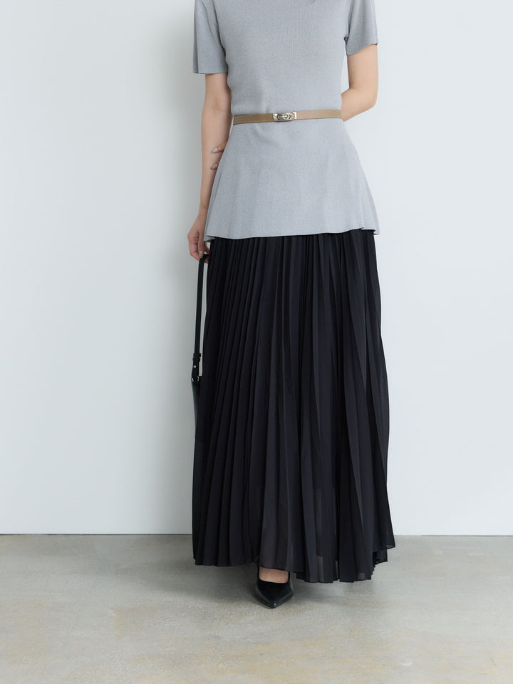 【Luxe Series】ランダムヘムプリーツロングスカート