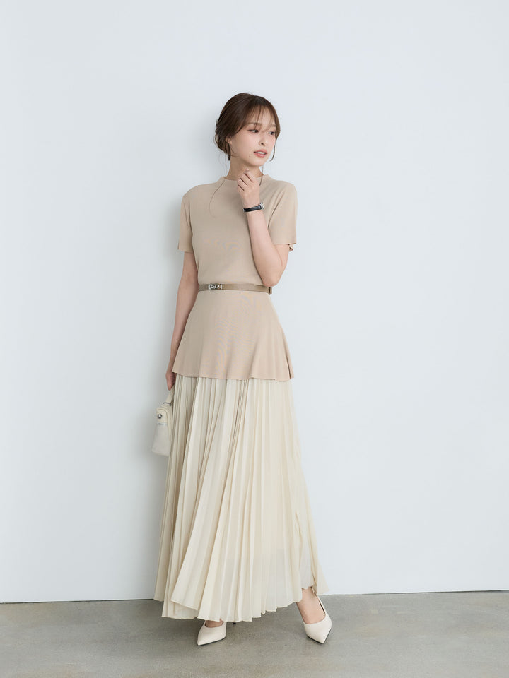 【Luxe Series】ランダムヘムプリーツロングスカート