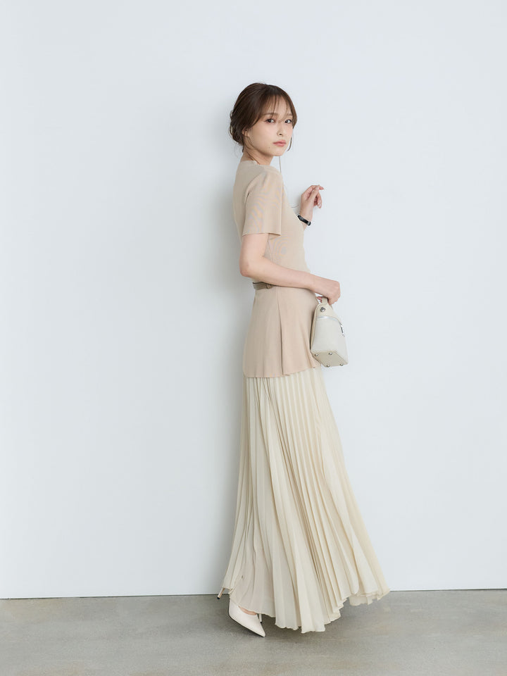 【Luxe Series】ランダムヘムプリーツロングスカート