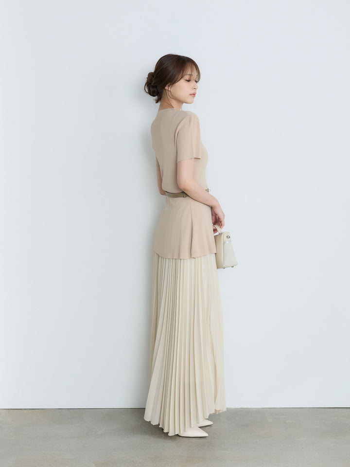 【Luxe Series】ランダムヘムプリーツロングスカート