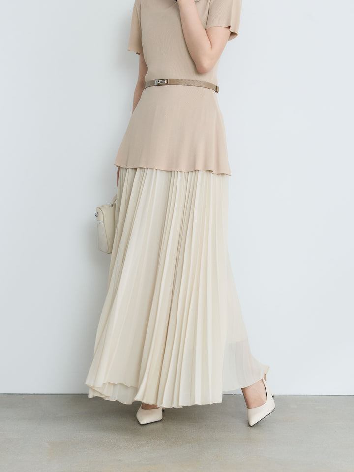【Luxe Series】ランダムヘムプリーツロングスカート